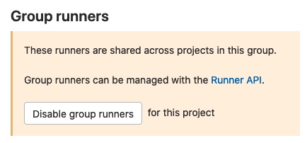 （Group Runner 預設也是 Enable。題外話 GitLab 這裡的 UI 怎麼不改成與 Shared Runner 一致呢？）